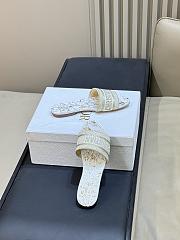 Dior Dway Slide Cotton Embroidered with Metallic Thread and White and Gold-Tone Millefiori Motif - 2