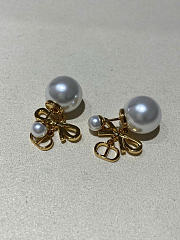Dior Tribales Earrings Gold-Finish Metal and White Resin Pearls E4828WOMRS - 3