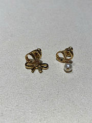 Dior CD Mini Bow Earrings Gold-Finish Metal and White Resin Pearl E4837WOMRS - 1