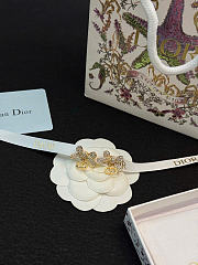 Delicate Bow Earrings Gold-Finish Metal, White Resin Pearl and Crystals E4678WOMCY - 3