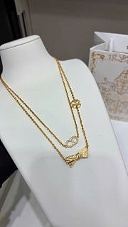 Dior CD Bow Necklace Gold-Finish Metal and Crystals N3683WOMCY - 6