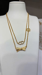 Dior CD Bow Necklace Gold-Finish Metal and Crystals N3683WOMCY - 4