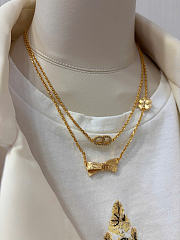 Dior CD Bow Necklace Gold-Finish Metal and Crystals N3683WOMCY - 2