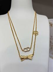 Dior CD Bow Necklace Gold-Finish Metal and Crystals N3683WOMCY - 1