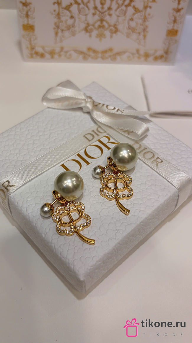 Dior Tribales Earrings Gold-Finish Metal, White Resin Pearls and Crystals E4879WOMCY - 1