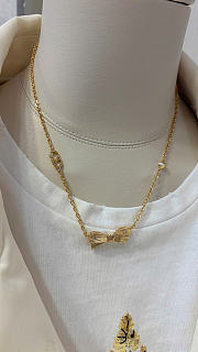 Dior CD Bow Necklace Gold-Finish Metal and Crystal N3684WOMCY_D319 - 3