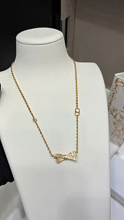 Dior CD Bow Necklace Gold-Finish Metal and Crystal N3684WOMCY_D319 - 4