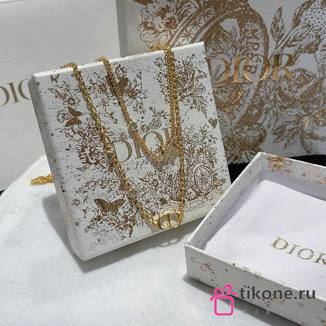 Dior Petit CD Double Necklace Gold-Finish Metal and Silver-Tone Crystals N1155PMTCY_D301 - 1