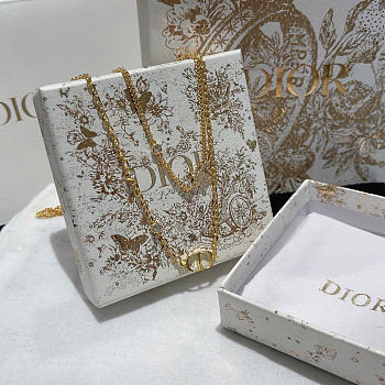 Dior Petit CD Double Necklace Gold-Finish Metal and Silver-Tone Crystals N1155PMTCY_D301