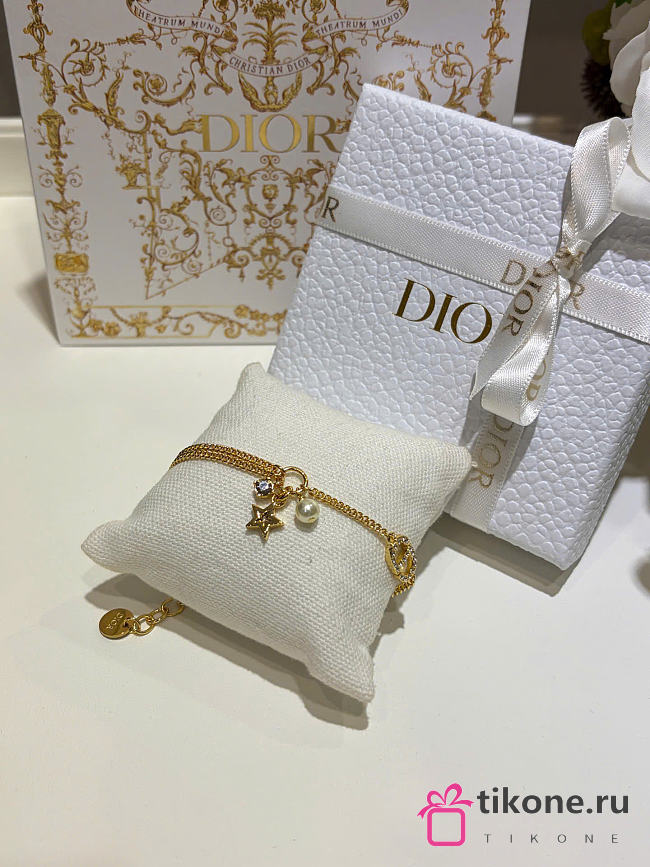 Dior Petit CD Double Bracelet Gold-Finish Metal and Sparkling Crystals B3126WOMCY_D03S - 1
