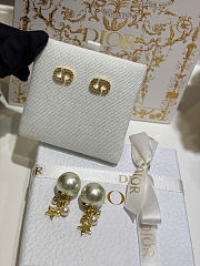 Dior Petit CD Double Earrings Gold-Finish Metal and Sparkling Crystals - 2