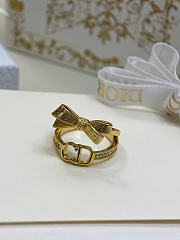Dior CD Bow Ring Gold-Finish Metal and Crystals R2798WOMCY_D319 - 1
