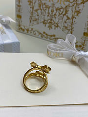 Dior CD Bow Ring Gold-Finish Metal and Crystals R2798WOMCY_D319 - 6