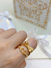 Dior CD Bow Ring Gold-Finish Metal and Crystals R2798WOMCY_D319 - 3