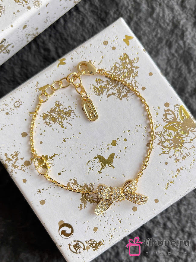Dior Delicate Bow Bracelet Gold-Finish Metal and Crystals B3276WOMCY_D319 - 1