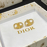Dior Petit CD Bee Stud Earrings Gold-Finish Metal and Silver-Tone Crystals E3838WOMCY_D03S - 4