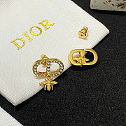 Dior Petit CD Bee Stud Earrings Gold-Finish Metal and Silver-Tone Crystals E3838WOMCY_D03S - 2