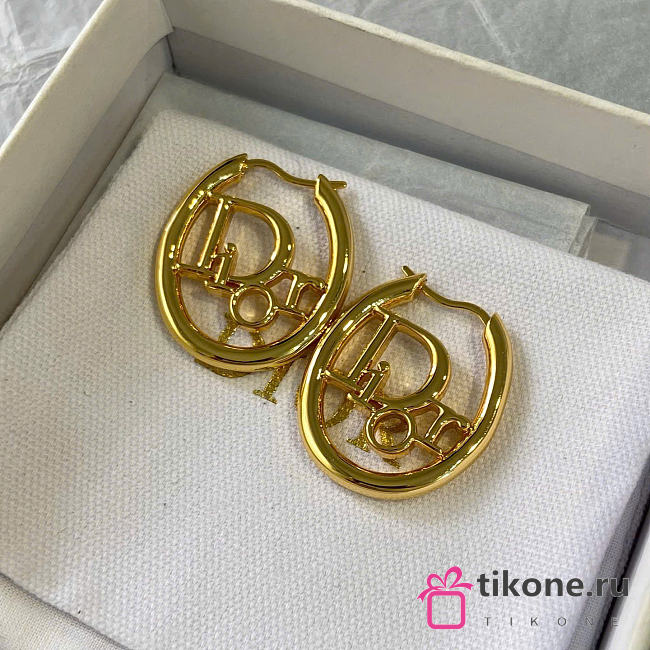 Dior Oblique Hoop Earrings Gold-Finish Metal E4762WOMMT_D300 - 1