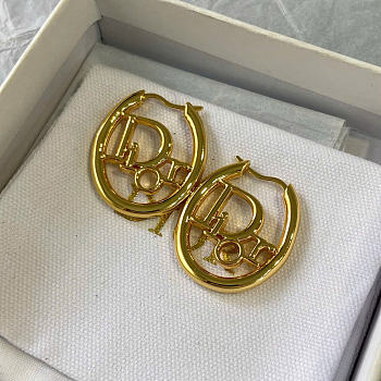 Dior Oblique Hoop Earrings Gold-Finish Metal E4762WOMMT_D300