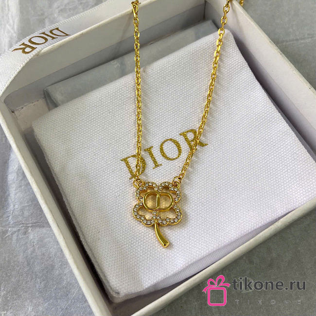 Dior CD Shiny Clover Necklace Gold-Finish Metal and Crystals N3840WOMCY_D319 - 1