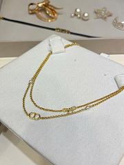 Dior CD Mini Bow Necklace Gold-Finish Metal and White Resin Pearls N3835WOMRS_D301 - 2