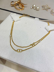 Dior CD Mini Bow Necklace Gold-Finish Metal and White Resin Pearls N3835WOMRS_D301 - 4