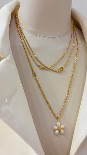 Dior CD Mini Bow Necklace Gold-Finish Metal and White Resin Pearls N3835WOMRS_D301 - 5