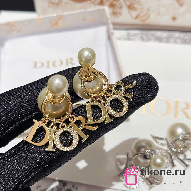 Dior Tribales Earrings Gold-Finish Metal, White Resin Pearls and Crystals - 1