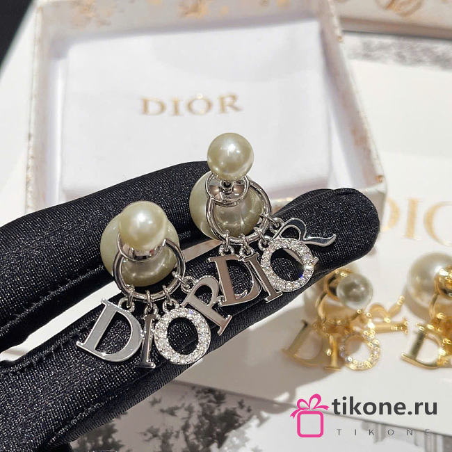 Dior Tribales Earrings Silver-Finish Metal, White Resin Pearls and Crystals - 1