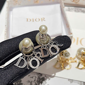 Dior Tribales Earrings Silver-Finish Metal, White Resin Pearls and Crystals