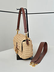 Fendi Baguette Hazelnut-stitch Raffia-Effect Material Bag Beige - 27x6x15cm - 2
