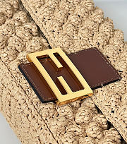 Fendi Baguette Hazelnut-stitch Raffia-Effect Material Bag Beige - 27x6x15cm - 6