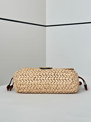 Fendi Mamma Baguette Medium Woven Raffia-effect Material Bag Beige - 26.5x18x8.5cm - 2