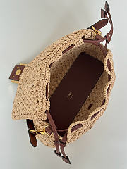 Fendi Mamma Baguette Medium Woven Raffia-effect Material Bag Beige - 26.5x18x8.5cm - 5