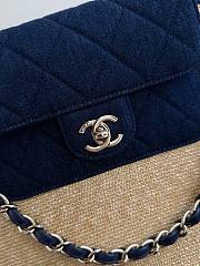 Chanel Large Tote Braided Straw Denim & Gold-Tone Metal Beige & Dark Blue - 54x26x18cm - 4