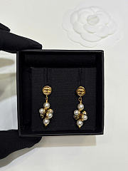 Chanel Pendant Earrings Metal & Glass Pearls Gold & Pearly White ABH297 - 6