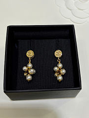 Chanel Pendant Earrings Metal & Glass Pearls Gold & Pearly White ABH297 - 3