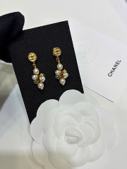 Chanel Pendant Earrings Metal & Glass Pearls Gold & Pearly White ABH297 - 4