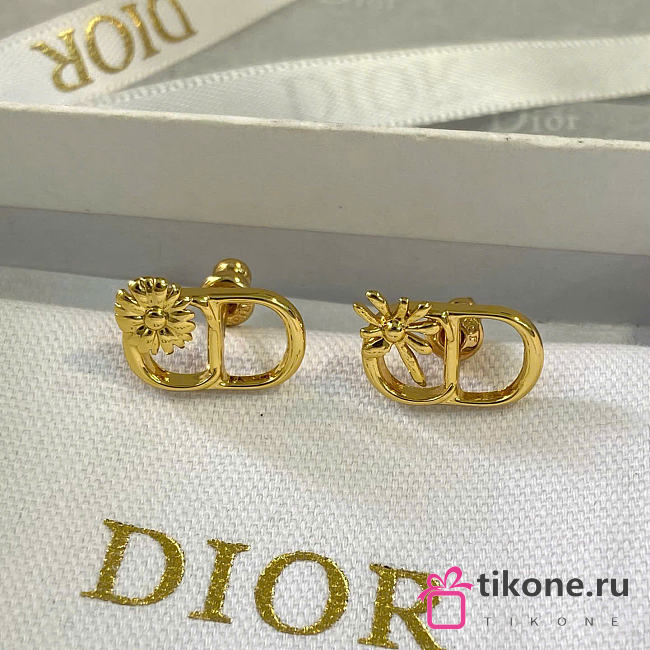 Dior CD Multi Flowers Stud Earrings Gold-Finish Metal E4850WOMMT_D300 - 1