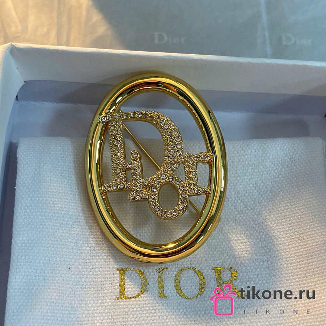Dior Oblique Brooch Gold-Finish Metal and Crystals V1996WOMCY_D319 - 1