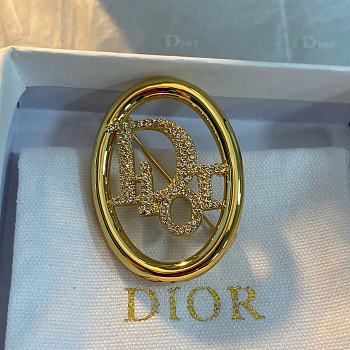 Dior Oblique Brooch Gold-Finish Metal and Crystals V1996WOMCY_D319