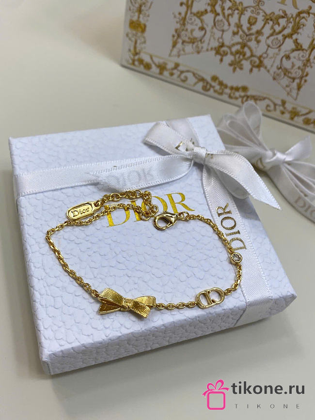 Dior CD Bow Bracelet Gold-Finish Metal and Crystal B3335WOMCY_D319 - 1