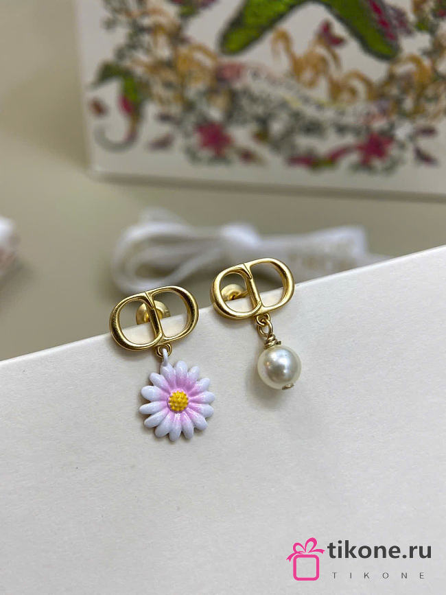 Dior CD Garden Earrings Gold-Finish Metal, White Resin Pearl and Multicolor Lacquer E4670WOMLQ_D01X - 1