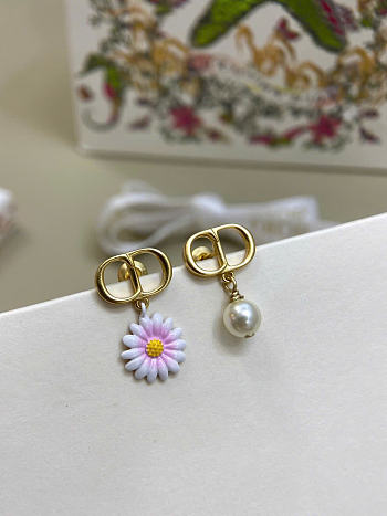 Dior CD Garden Earrings Gold-Finish Metal, White Resin Pearl and Multicolor Lacquer E4670WOMLQ_D01X
