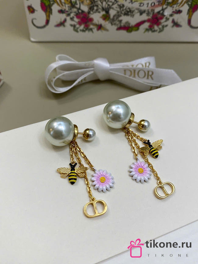 Dior Tribales Earrings Gold-Finish Metal, White Resin Pearls and Multicolor Lacquer E4594WOMLQ_D01X - 1
