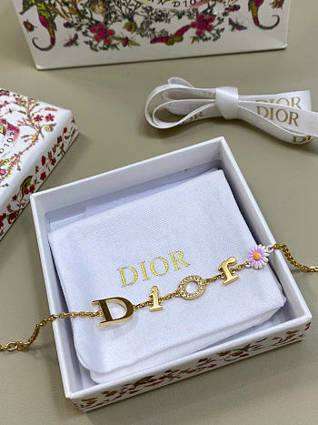Dior Mini Daisy Bracelet Gold-Finish Metal, Crystals and Multicolor Lacquer B3298WOMLQ_D01X