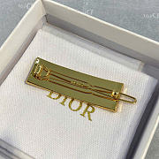 Dior Metal Hair Barrete Gold-Finish Metal with Silver-Tone Crystals and White Lacquer - 6