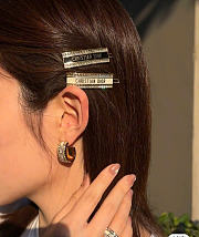Dior Metal Hair Barrete Gold-Finish Metal with Silver-Tone Crystals and White Lacquer - 3