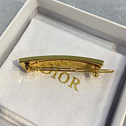 Dior Metal Hair Barrete Gold-Finish Metal with Silver-Tone Crystals and White Lacquer - 2