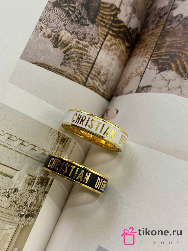 Dior Night Code Ring Gold-Finish Metal, Crystals and Black/White Lacquer R2278WOMLQ - 1